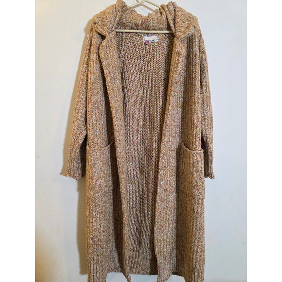 Pilcro Anthropologie Hooded Longline Cardigan Sweater Ochre Confetti Knit XS - Picture 2 of 10
